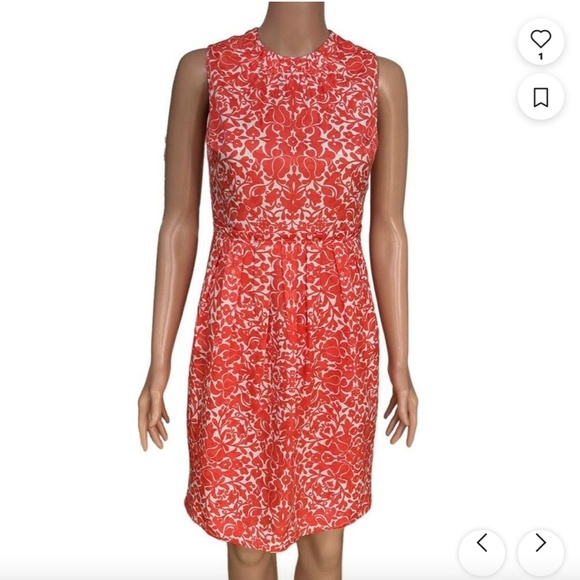 Tory Burch Coral and White Silk Blend Sheath Dress - Picture 1 of 7